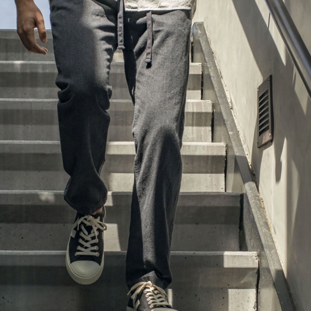 Outerknown Verano beach pant L grey hemp organic cotton pull on drawstring pants